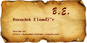 Benedek Elemér névjegykártya